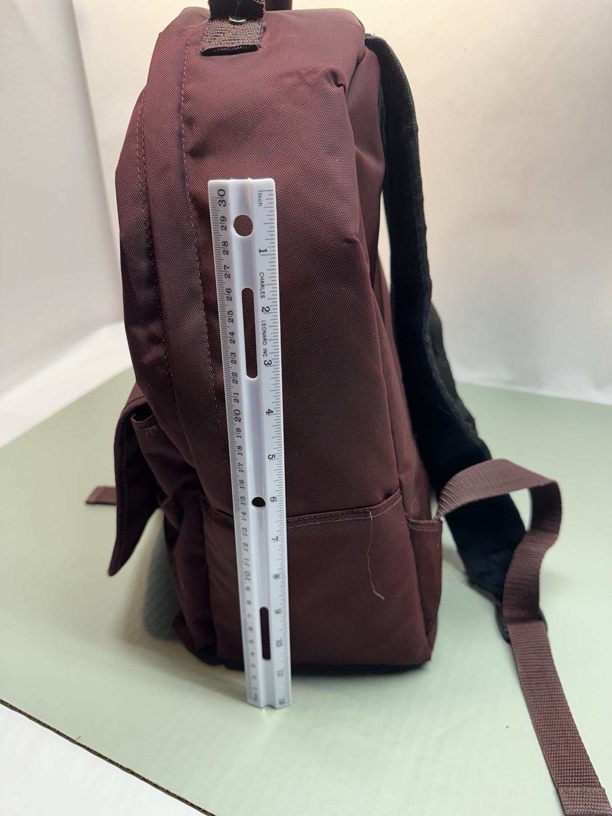 Vint Apple Computer Nylon Backpack Bag W Retro Logo Maroon 7x13x15 In #8