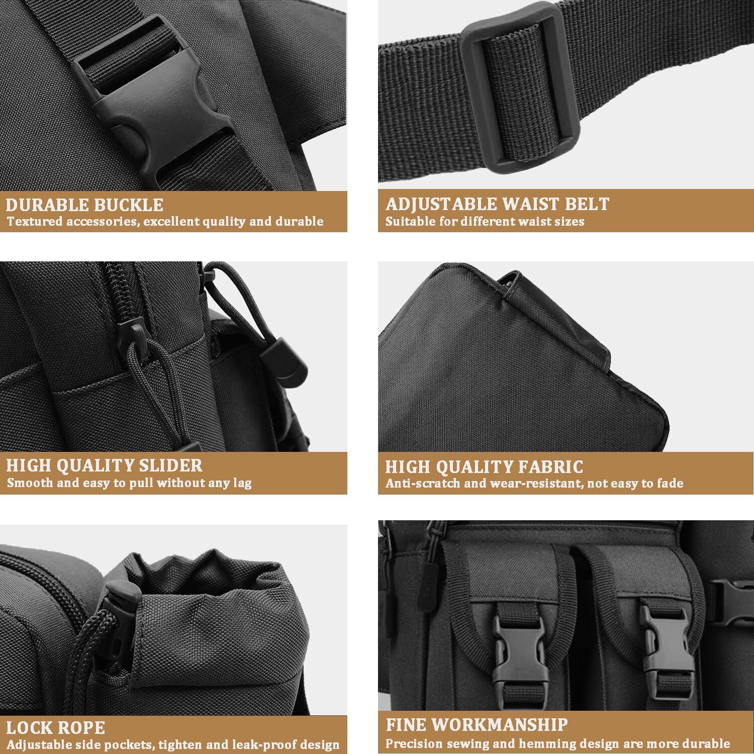 Tactical Waist Bag Military Fanny Pack Men Utility Bag with Water Bottle Holder
