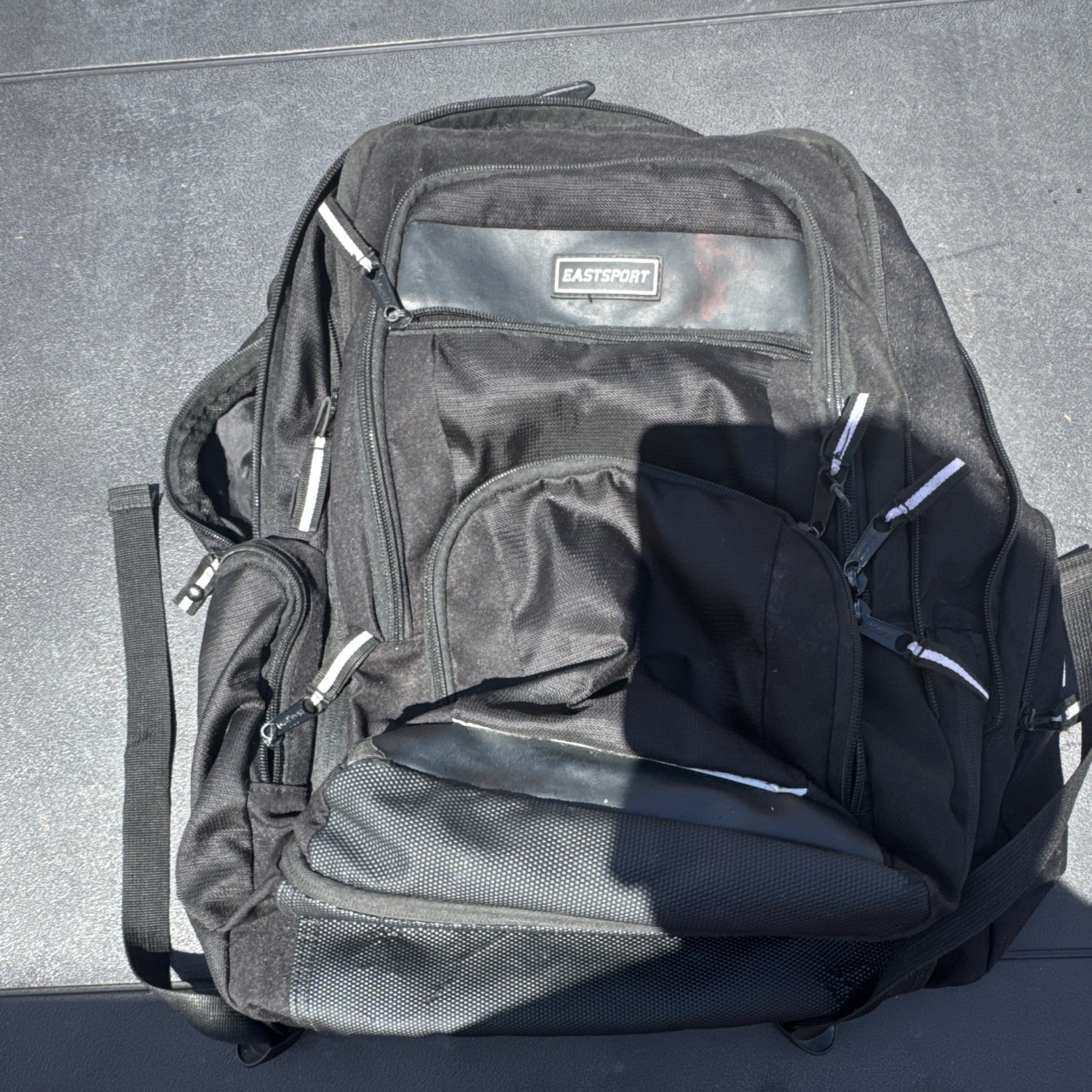 Eastsport Rail Tech Backpack Black Zipper Pockets Adjustable Straps