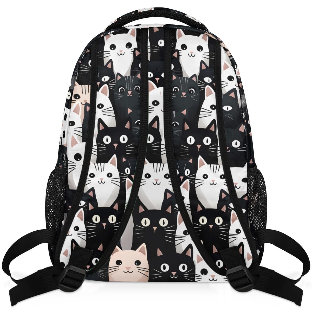 Black White Cat Laptop Backpack Lightweight Travel Casual Daypack 16 Inch
