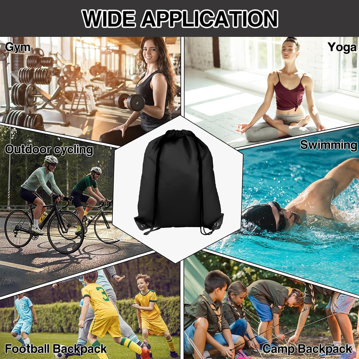 COIDEA Drawstring Backpack 6 Colors Drawstring Bags, Draw String Back Bag Drawst