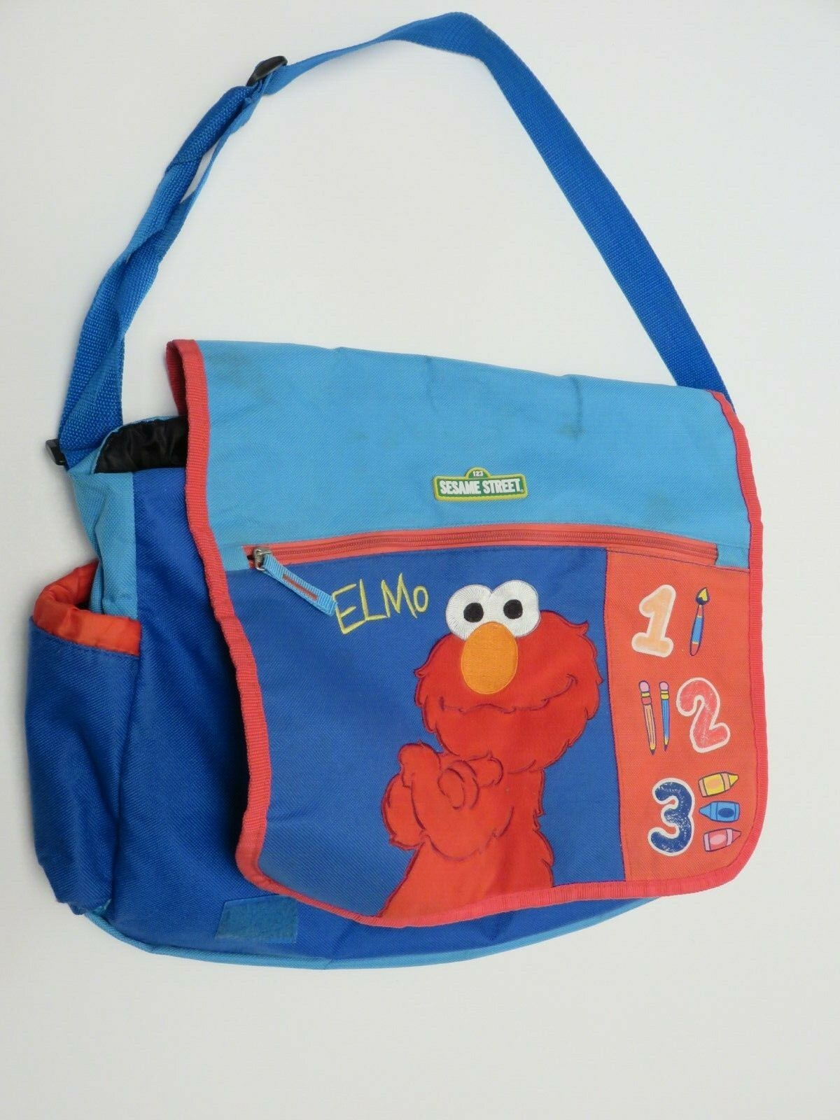 Elmo Messenger Bag Sesame Street Multi-Pocket Vintage AA1B0519