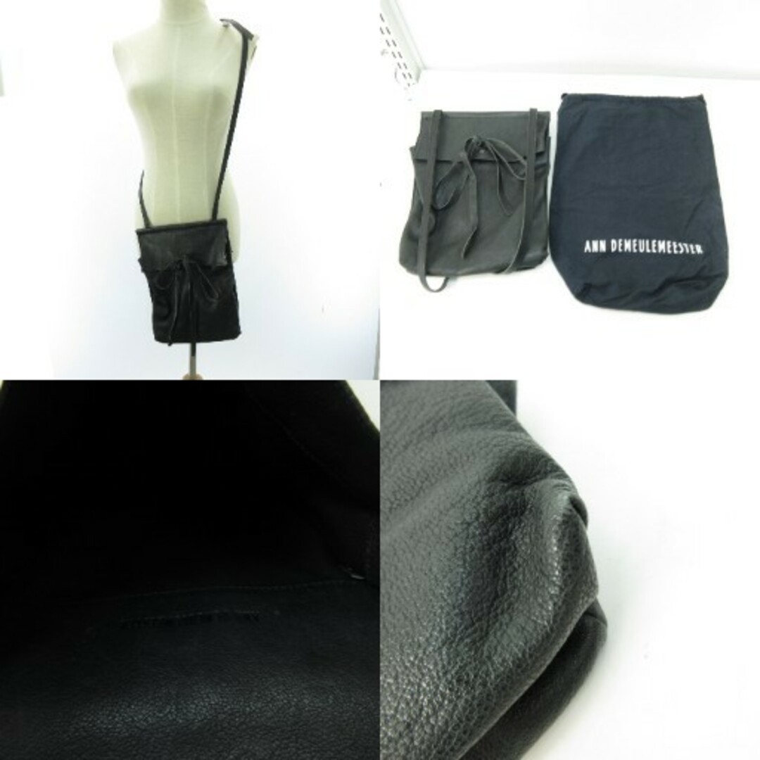 Used Ann Demeulemeester Leather Shoulder Bag Black H 26 x W 20 x D 4cm