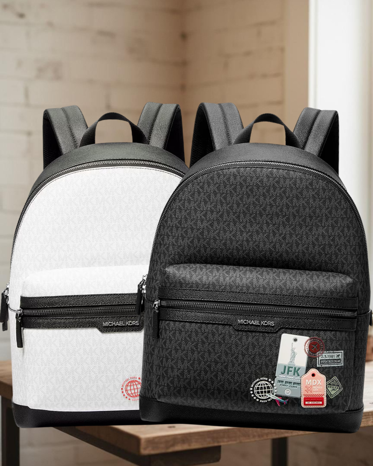 Michael Kors Cooper Men Medium MK Signature Travel School Fashion Backpack Bag