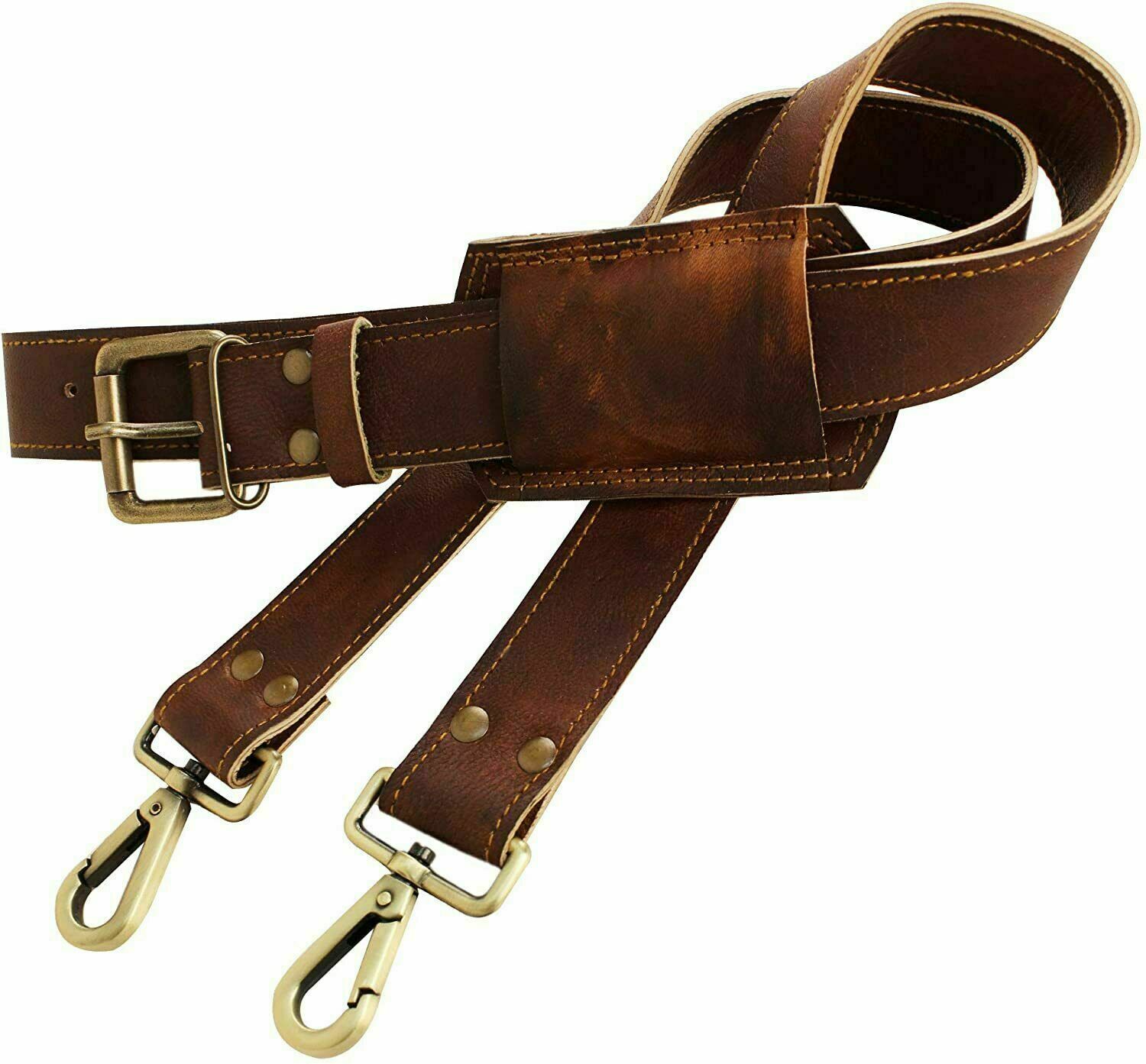 Handmade Vintage Leather Replacement Shoulder Strap For Messenger Bag Briefcase