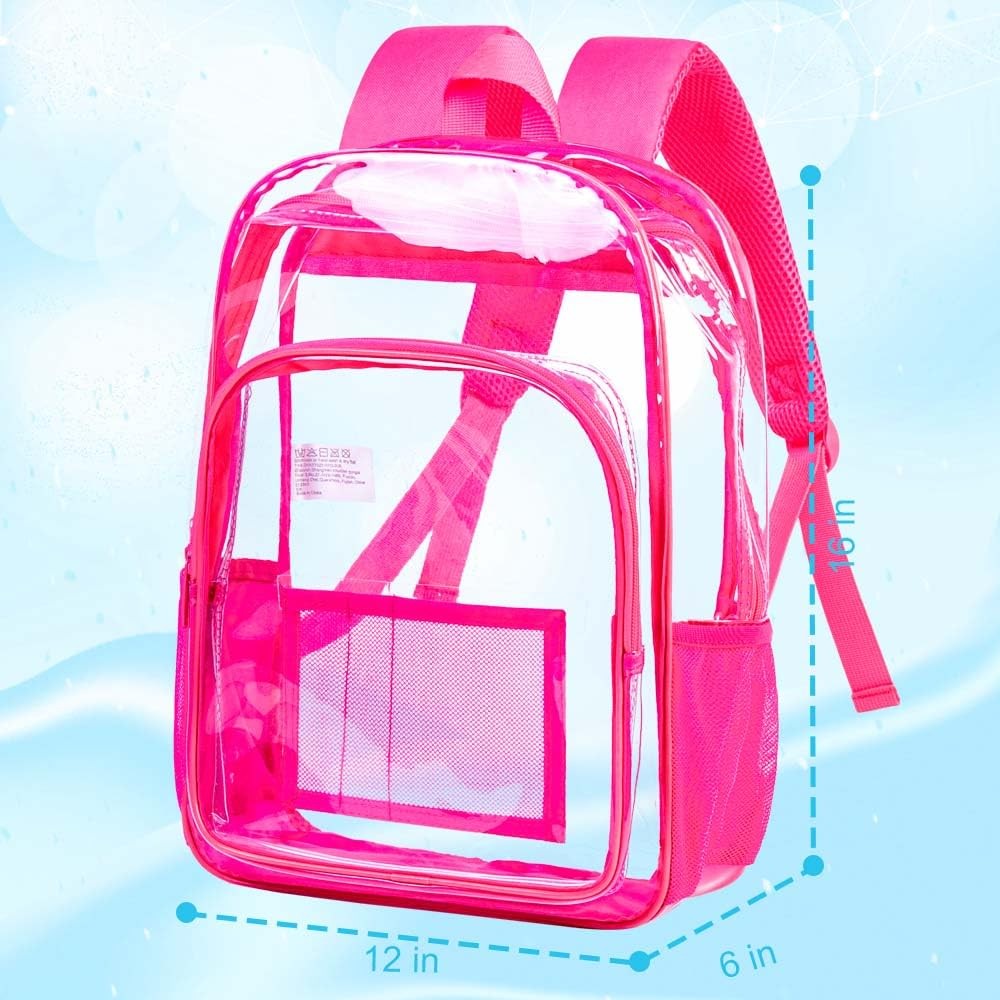 Clear Backpack Heavy Duty Transparent Bookbag See Through PVC Womens Mens