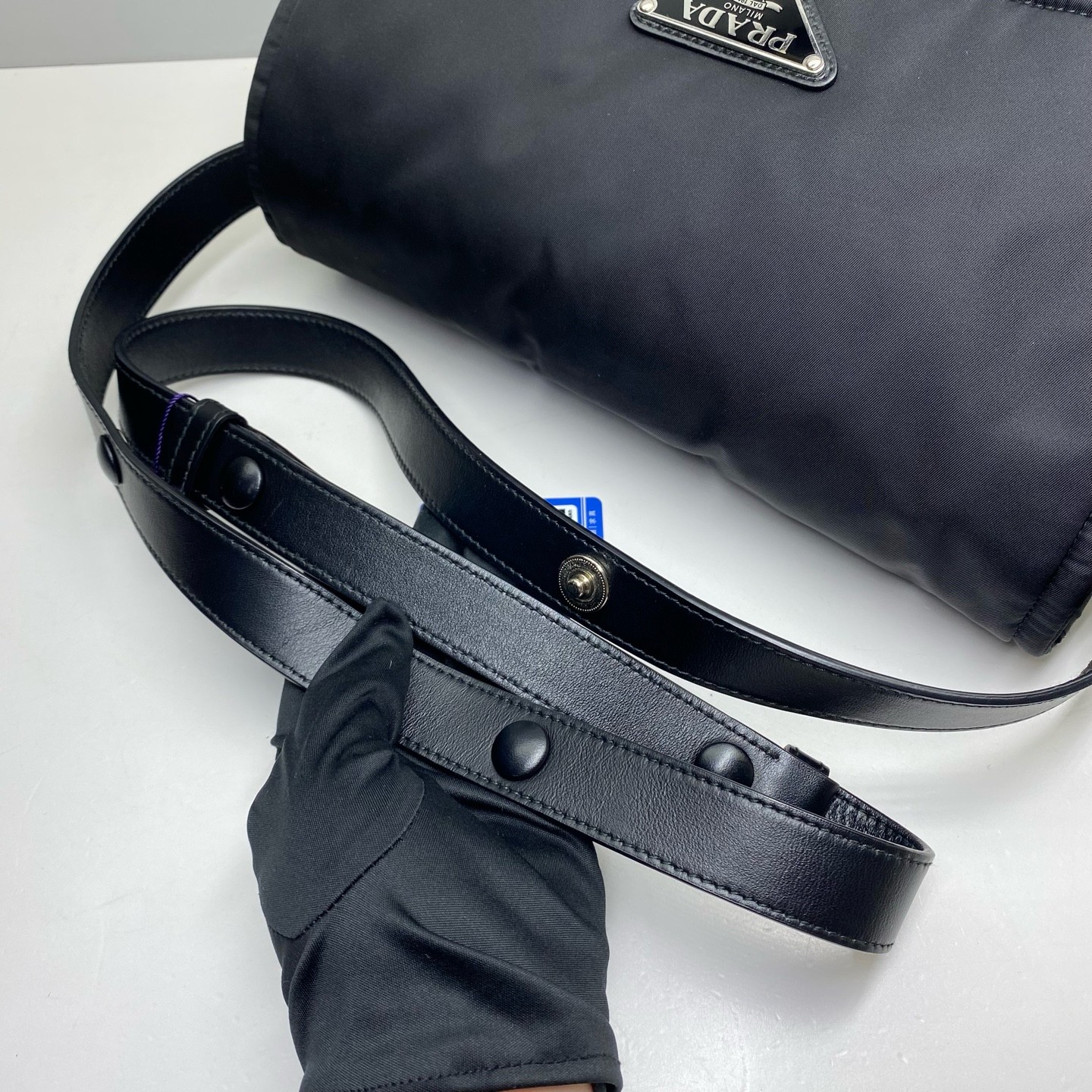 Prada Pre-Owned Cini Nylon Crossbody Messenger Bag Black 30X20X13cm