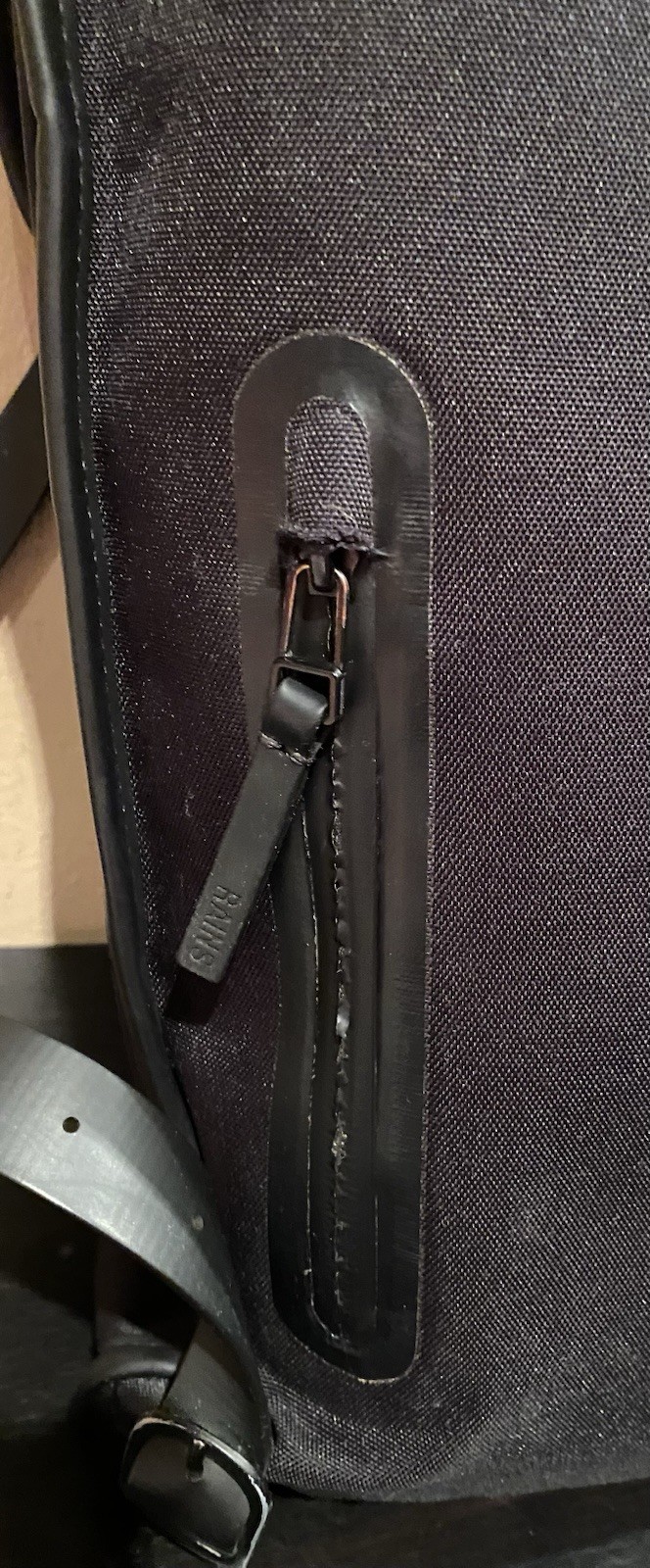 Rains Unisex Black Rubber Minimalist Laptop Backpack 19 x 12