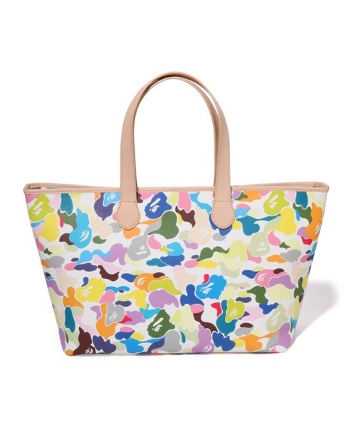 A BATHING APE Multi Camo Tote Bag White Black PVC Synthetic Leather Japan