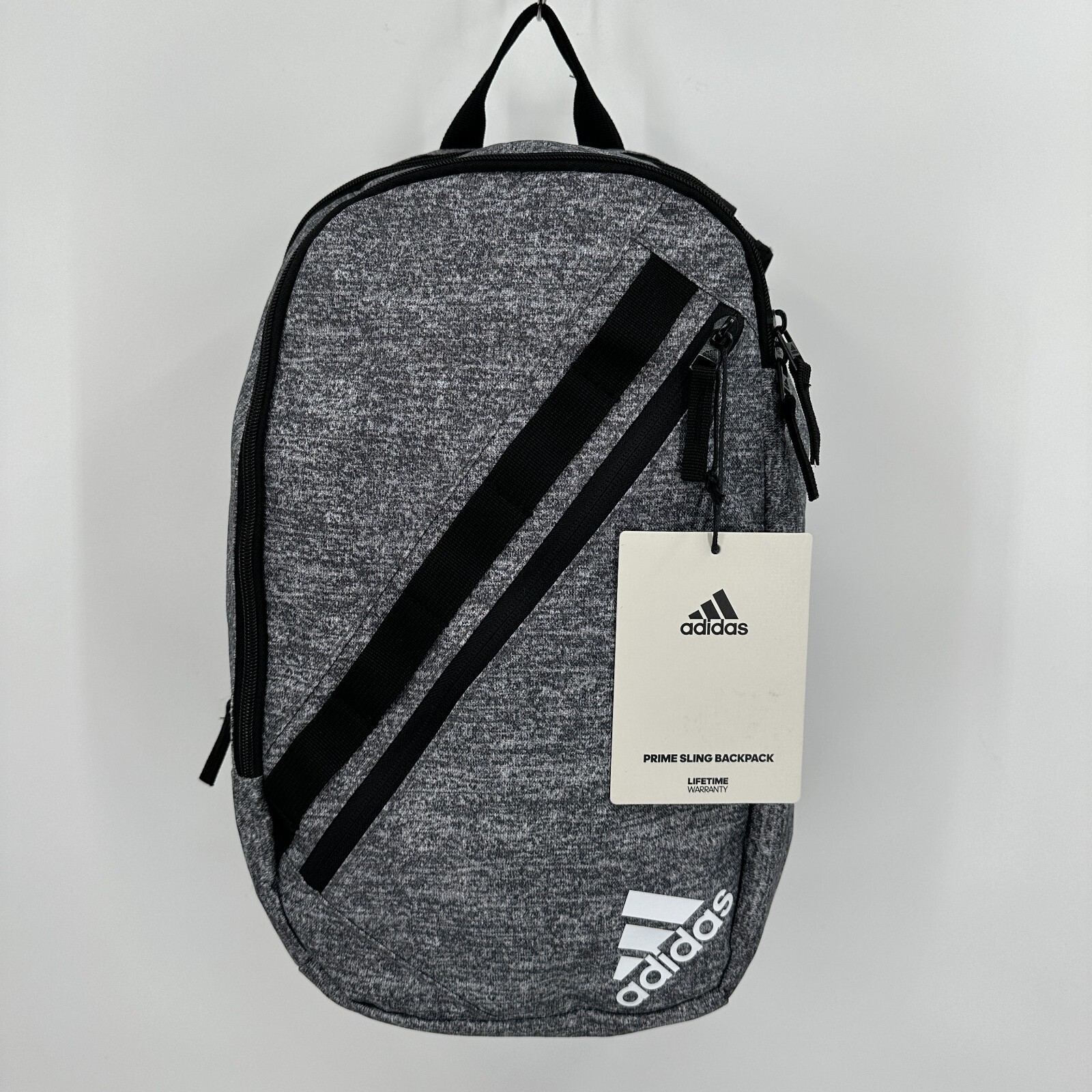 adidas Prime Sling Backpack Heather Gray Large School Bag Fits Laptop/Tablet Boy
