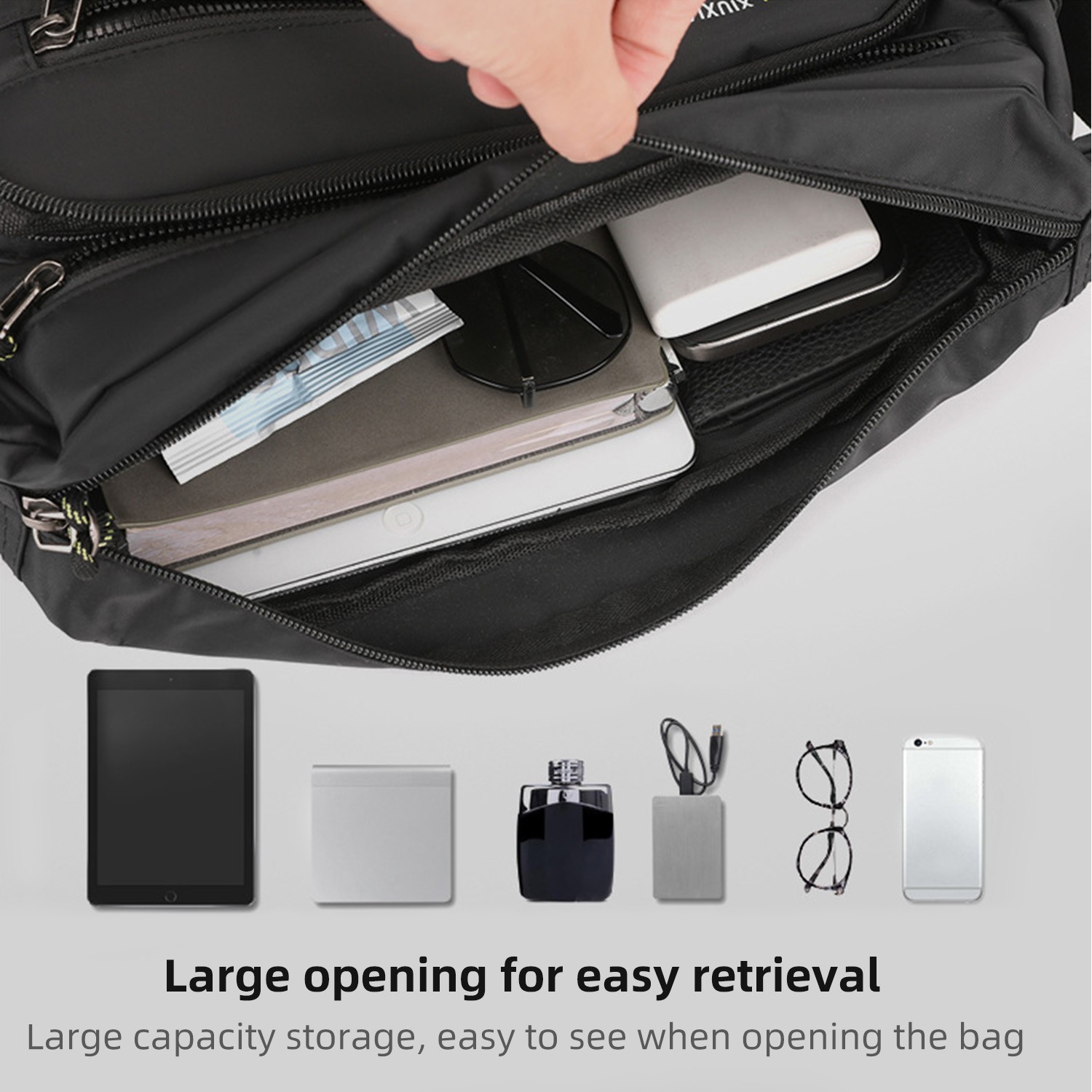 Large Men’s Sling Shoulder Bag, Durable Crossbody Pack for Daily Work & Travel