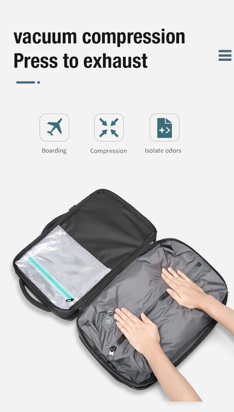 Vacuum Compression Travel Backpack USB Charging Large Capacity Hiking Bag