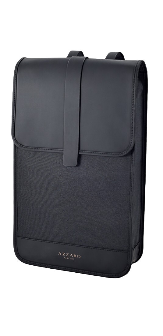AZZARO PARFUMS GOLD LOGO BLACK SPORT TRAVEL BACKPACK LIMITED EDITION EXCLUSIVE