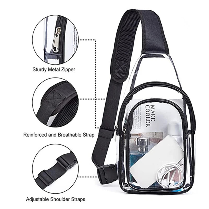 Clear Shoulder Bag Large Capacity Mini Multipurpose Casual PVC Chest Daypack for