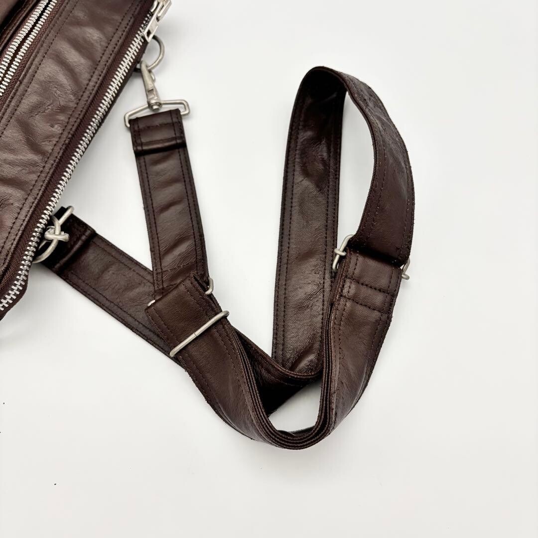 Porter Freestyle Brown Leather Shoulder Bag Zip Crossbody Japan 26x22cm B