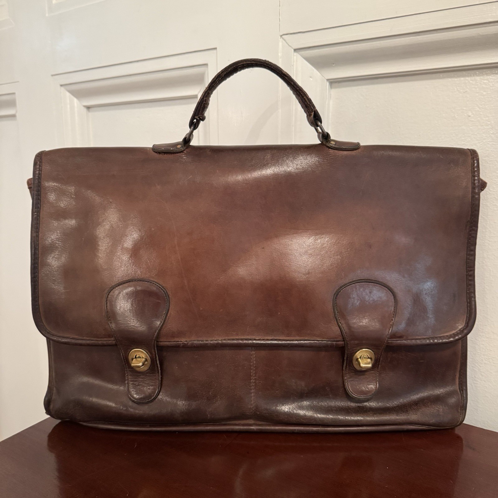 COACH Vintage Diplomat Large Brown Leather Briefcase Bag 70’s Made in NYC