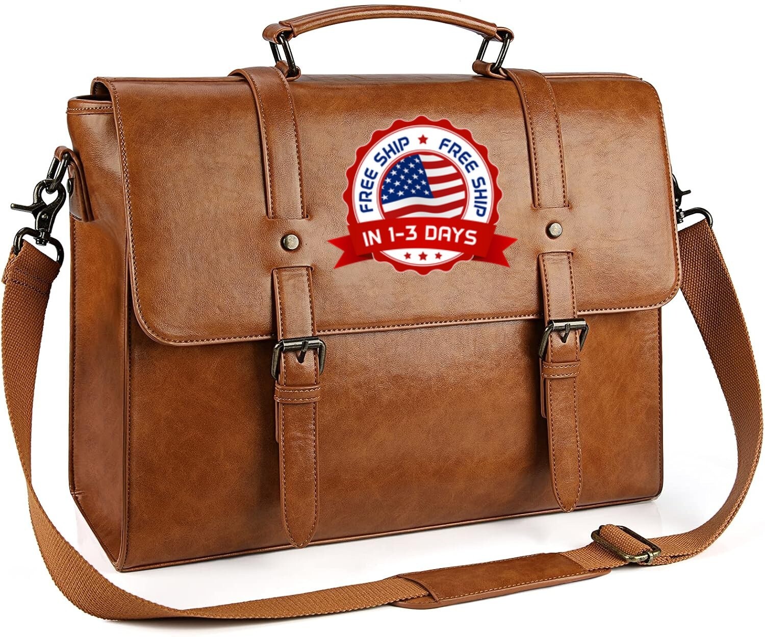 Bolso Bandolera Para Hombres Maletin de Cuero Vintage de 15,6 de Pulgadas Nueva