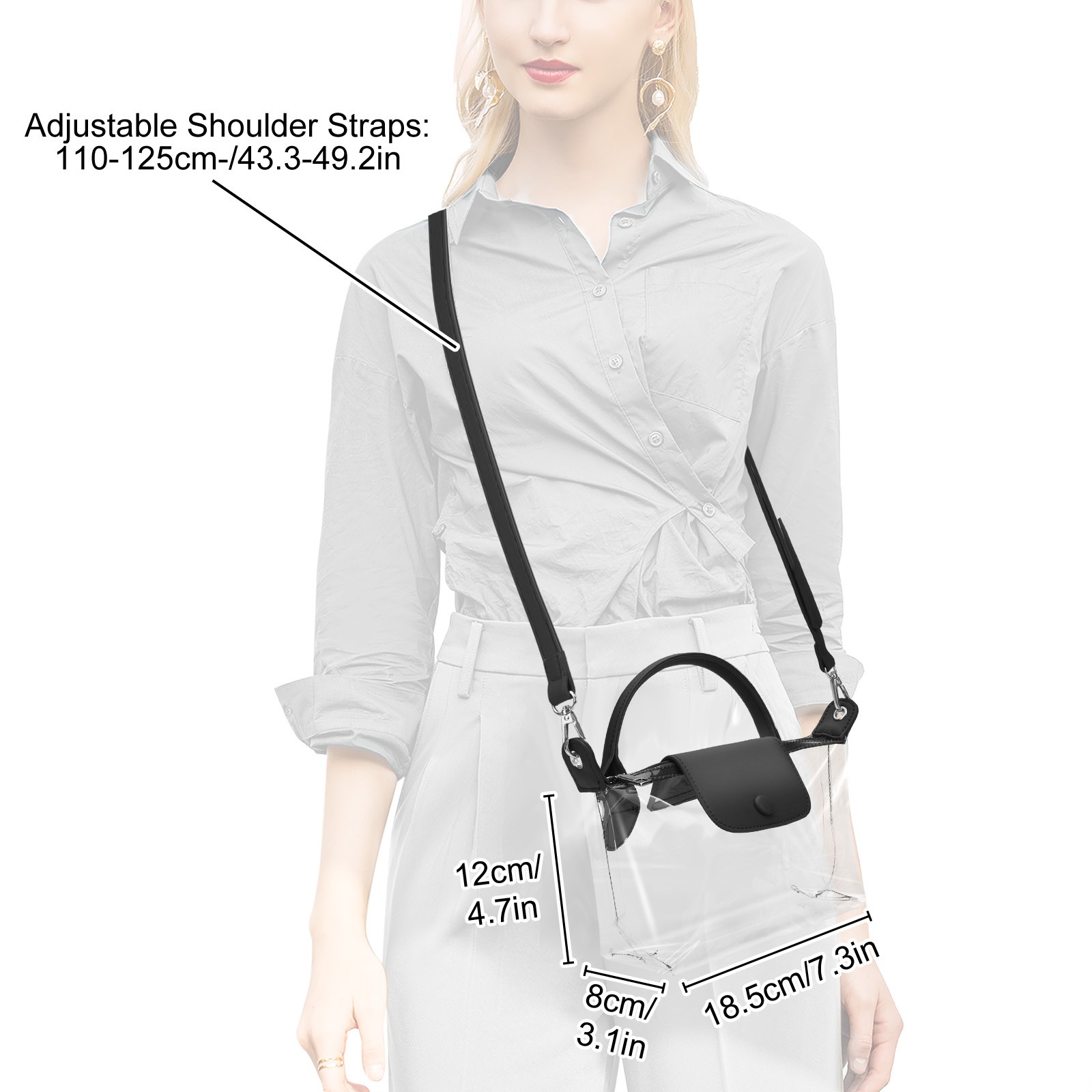 Transparent Handbag Stadium Approved Small Purse w/ Magnetic Buckle for Concerts