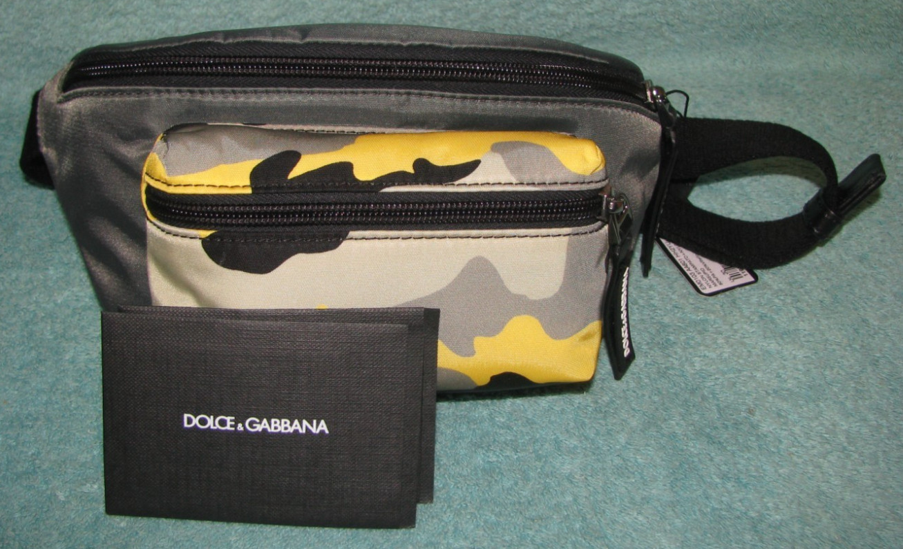 Dolce & Gabbana Camouflage Camo Waist Bag Gray Black & Yellow Bum Belt