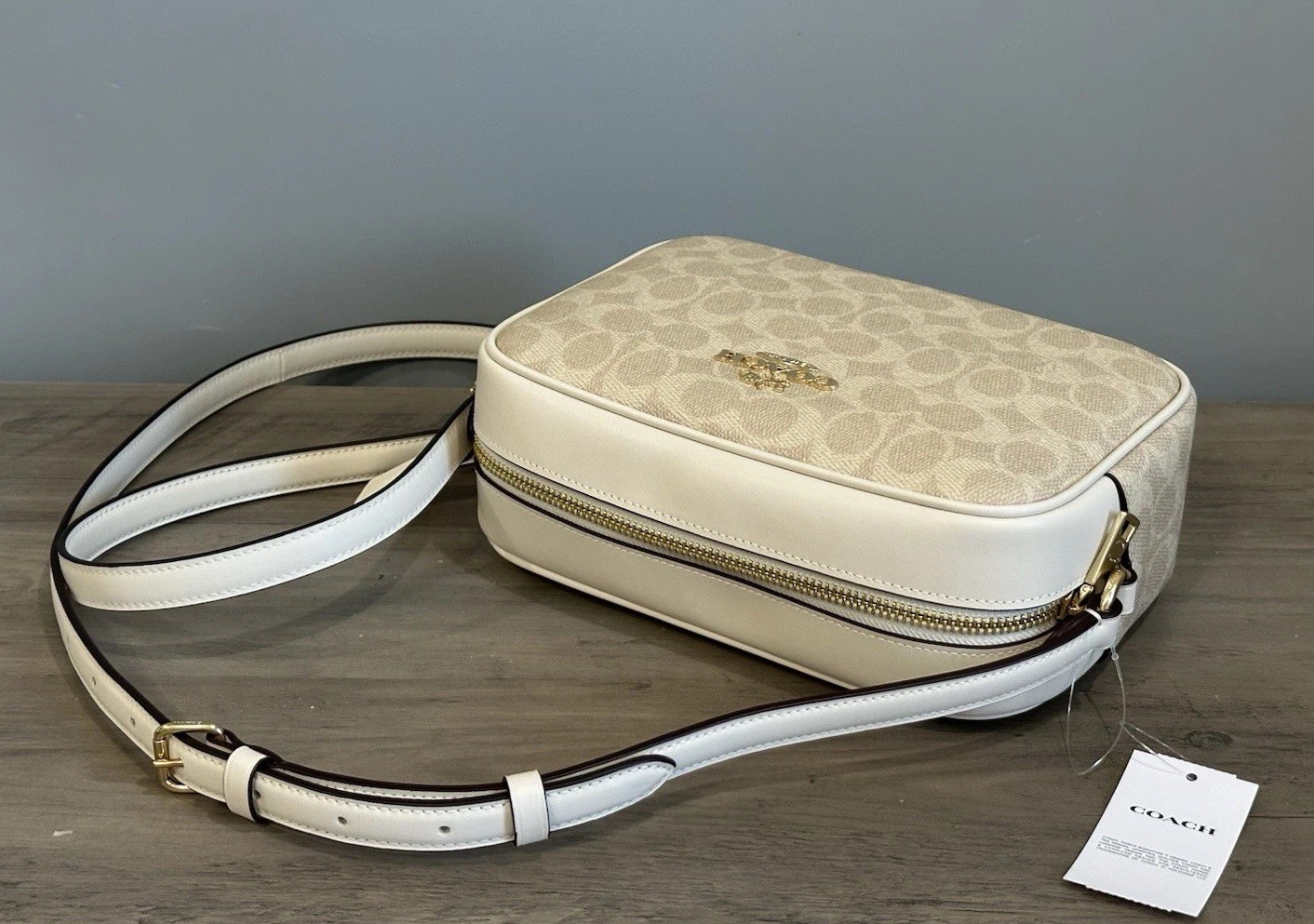 COACH Jamie Camera Crossbody Shoulder Bag Signature Canvas Sand/Chalk CZ186 NWT