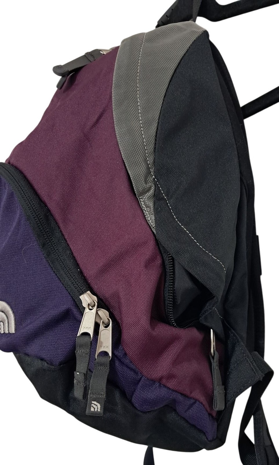 The North Face Backpack Unisex Small Purple Grey Black Daypack Colorblock Zip