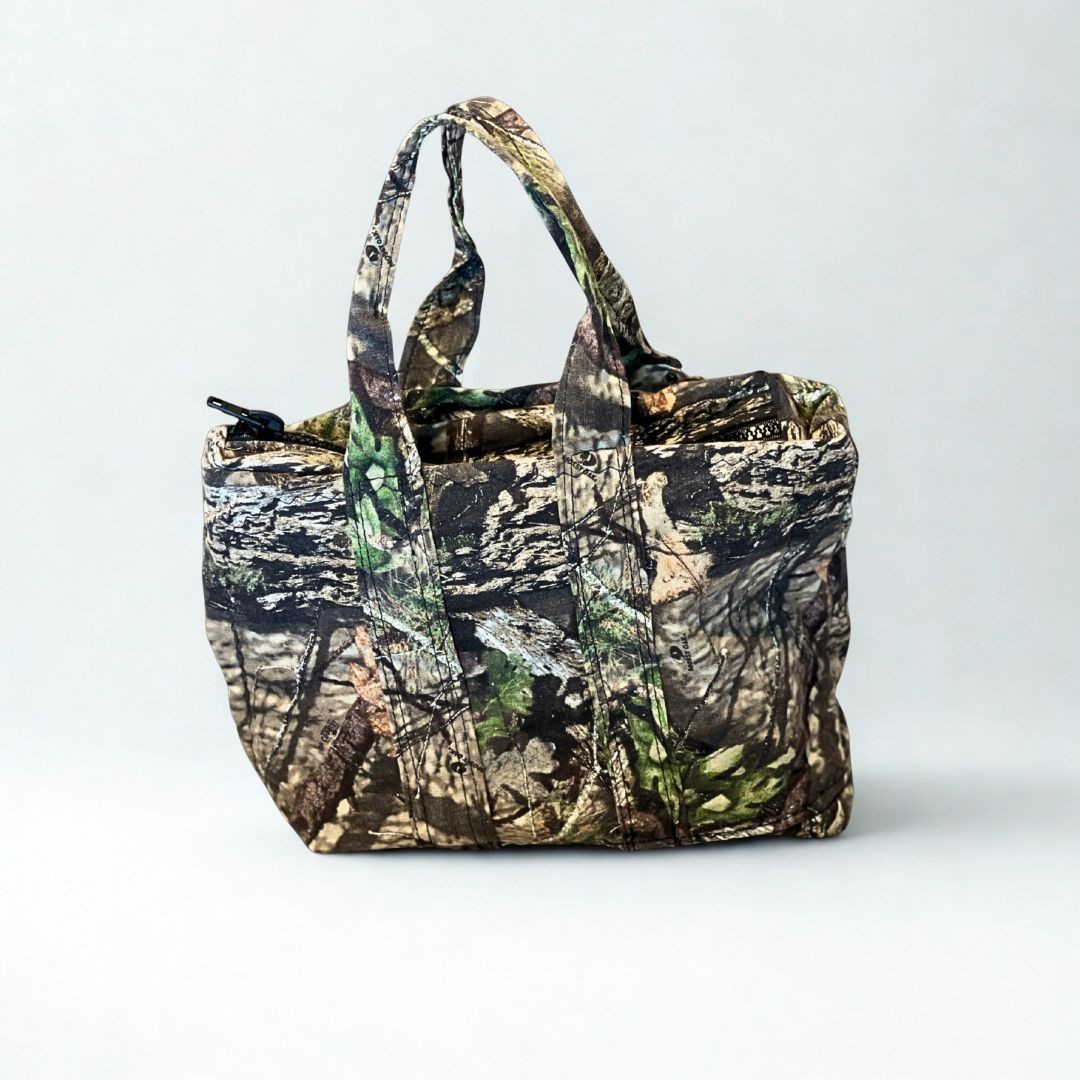 Handmade Upscaled Zipper Tote — Mossy Oak tarp X 5.11 cargo pants inside pockets
