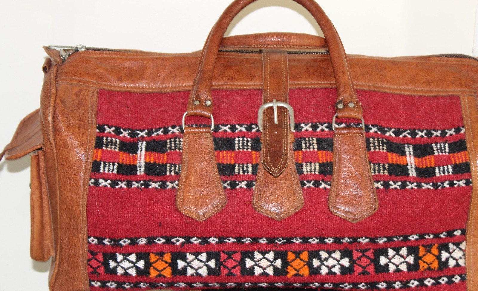 Estate COOL Handmade Moroccan leather Kilim Textile Travel duffel bag