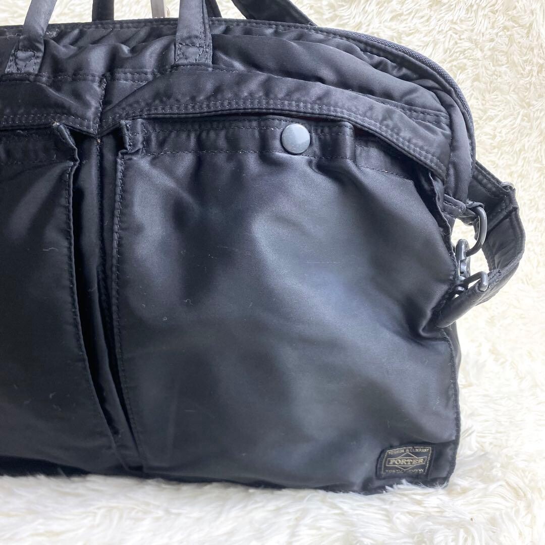 PORTER TANKER 2Way Nylon Vintage Briefcase Shoulder Bag Black Auth Made in JAPAN