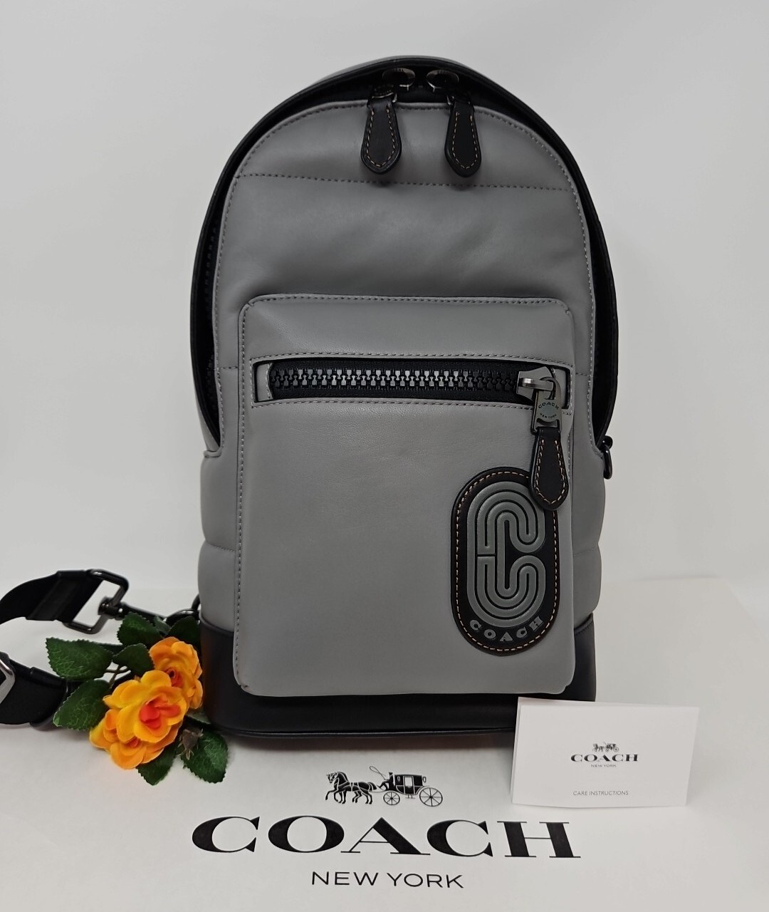 🌟🌷Coach West Pack Heather Grey/ Black Leather Sig. “C” Backpack NWT UNISEX