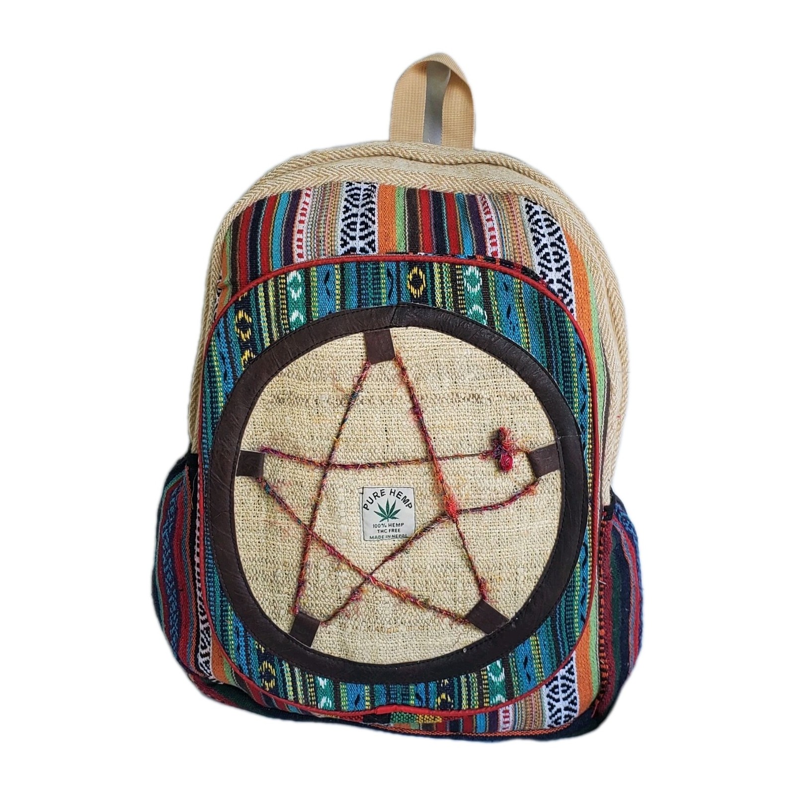 Large Embroidery Pure Hemp Backpack