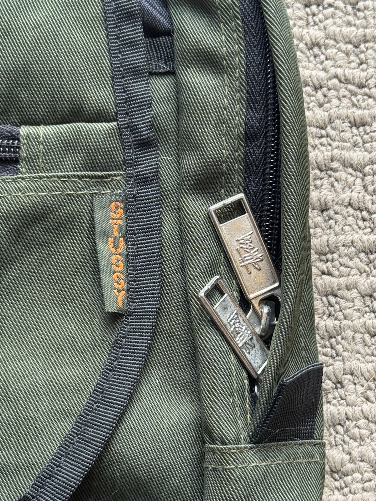 Y2K Stussy Cross Body Shoulder Bag Single Strap Side Green Appendix Stussy Troop