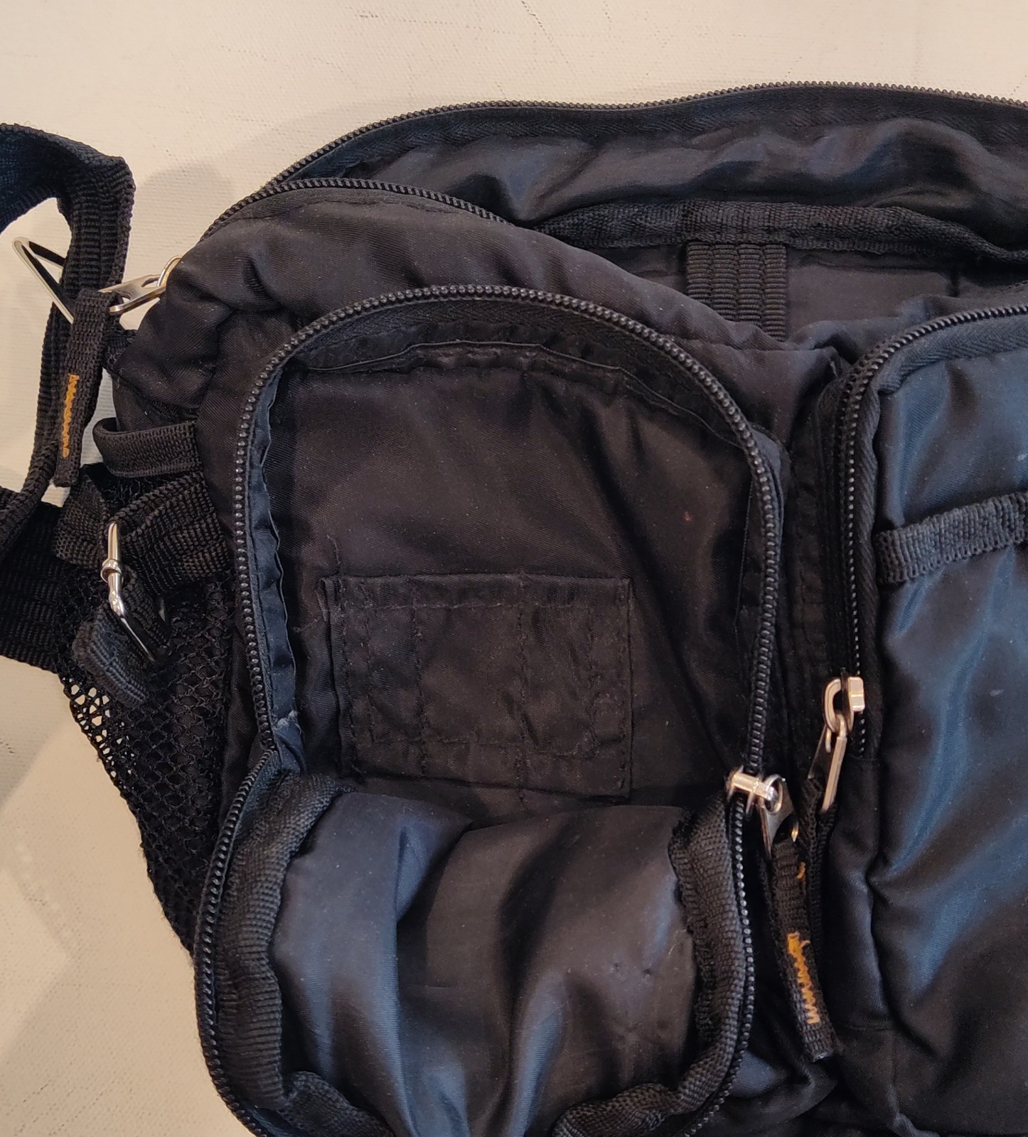 Double Pocket Shoulder Bag Utility Sling Black Padded Strap Crossbody Bag 11x8x4