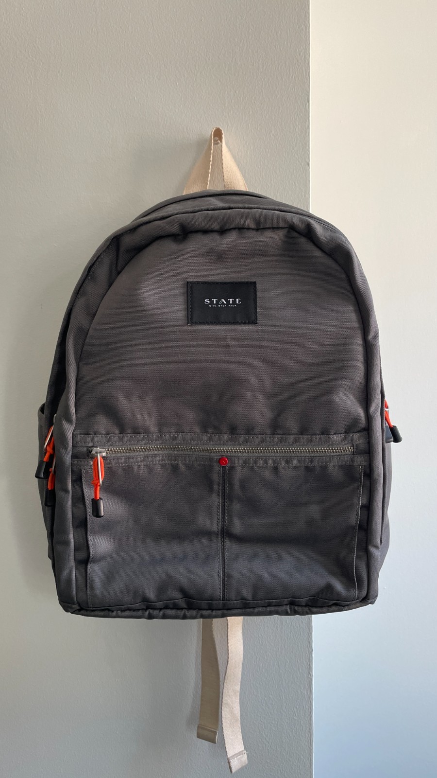 State Bags backpack dark gray padded laptop compartment