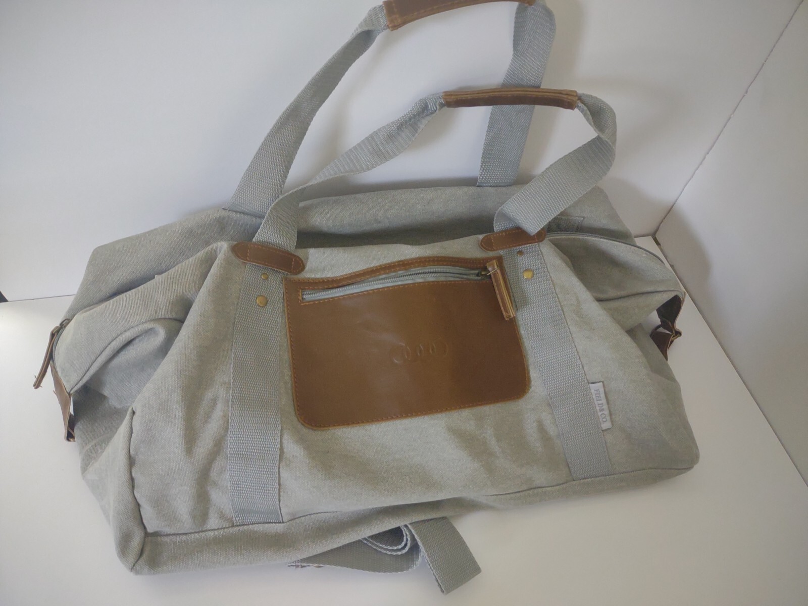 Gray Duffle Crossover Bag By Field & Company Vintage Cotton Collection Travel