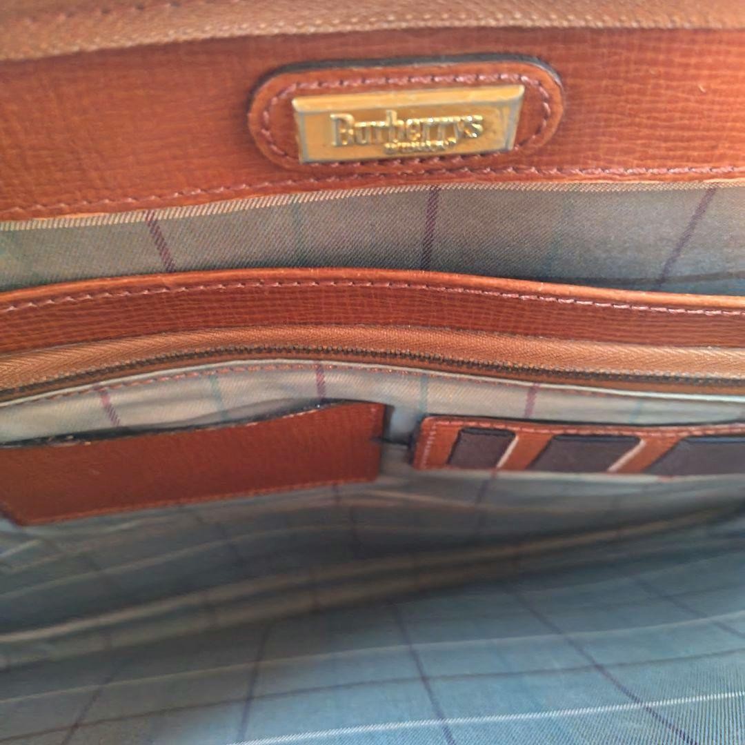 Authentic Burberrys Men’s Leather Business Briefcase 42cm Brown Gold Hardware