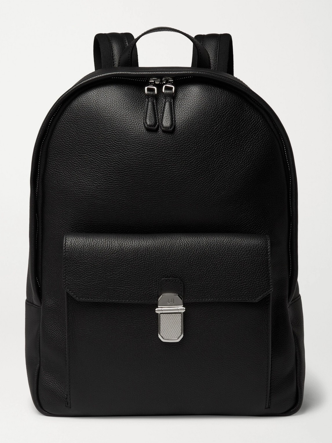 DUNHILL Belgrave Full-Grain Leather Backpack Black Push Lock Italy