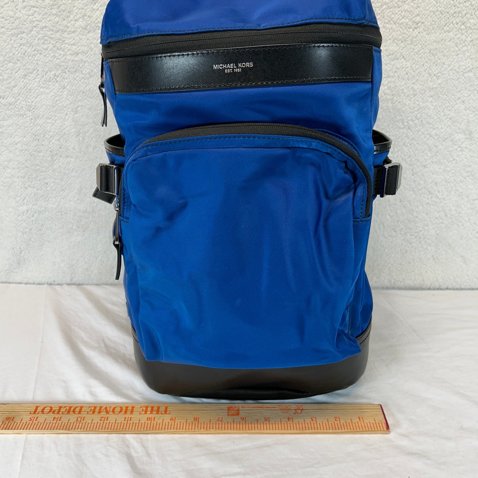 Michael Kors Kent Mens Royal Blue Nylon Leather Trim Tech Backpack Laptop Bag