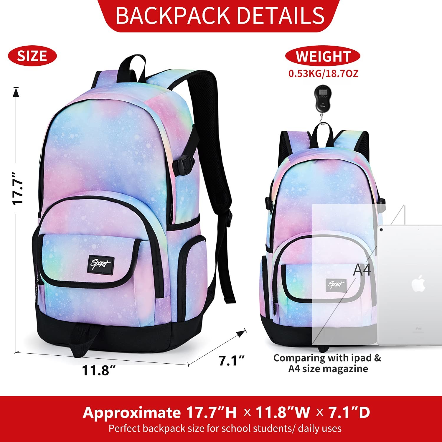 School Backpack Travel Bag for Men Women Lightweight College Back Pack with …