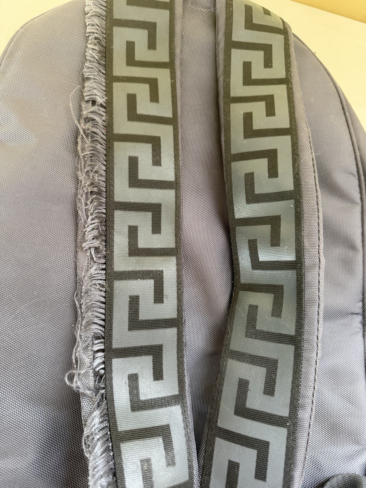 Authentic Versace Parfums Medusa Gray Backpack Greek Key Strap Rare Promo Bag