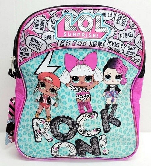 LOL SURPRISE ROCK ON! 11″ BACKPACK BOOK BAG PINK BLACK SCHOOL KIDS GIRLS NEW