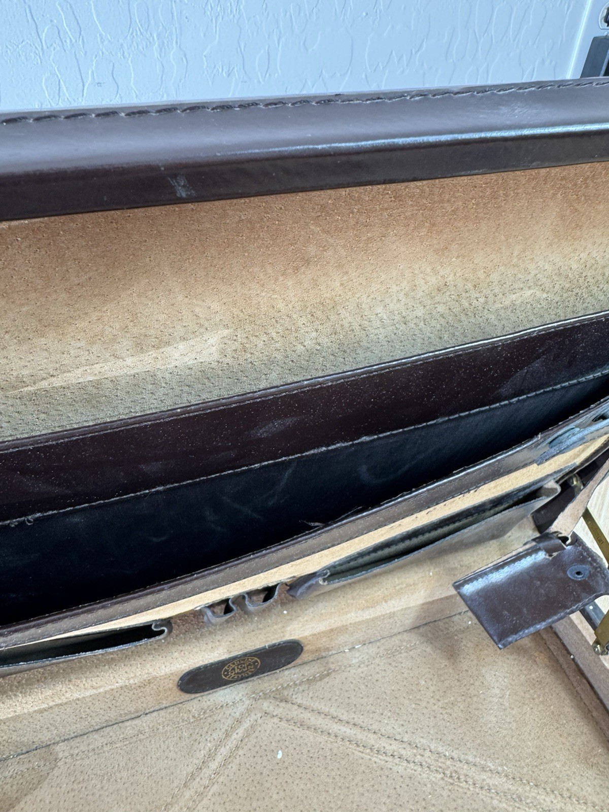 Franzen Briefcase Leather Suede Lined Combo Lock Germany Brown