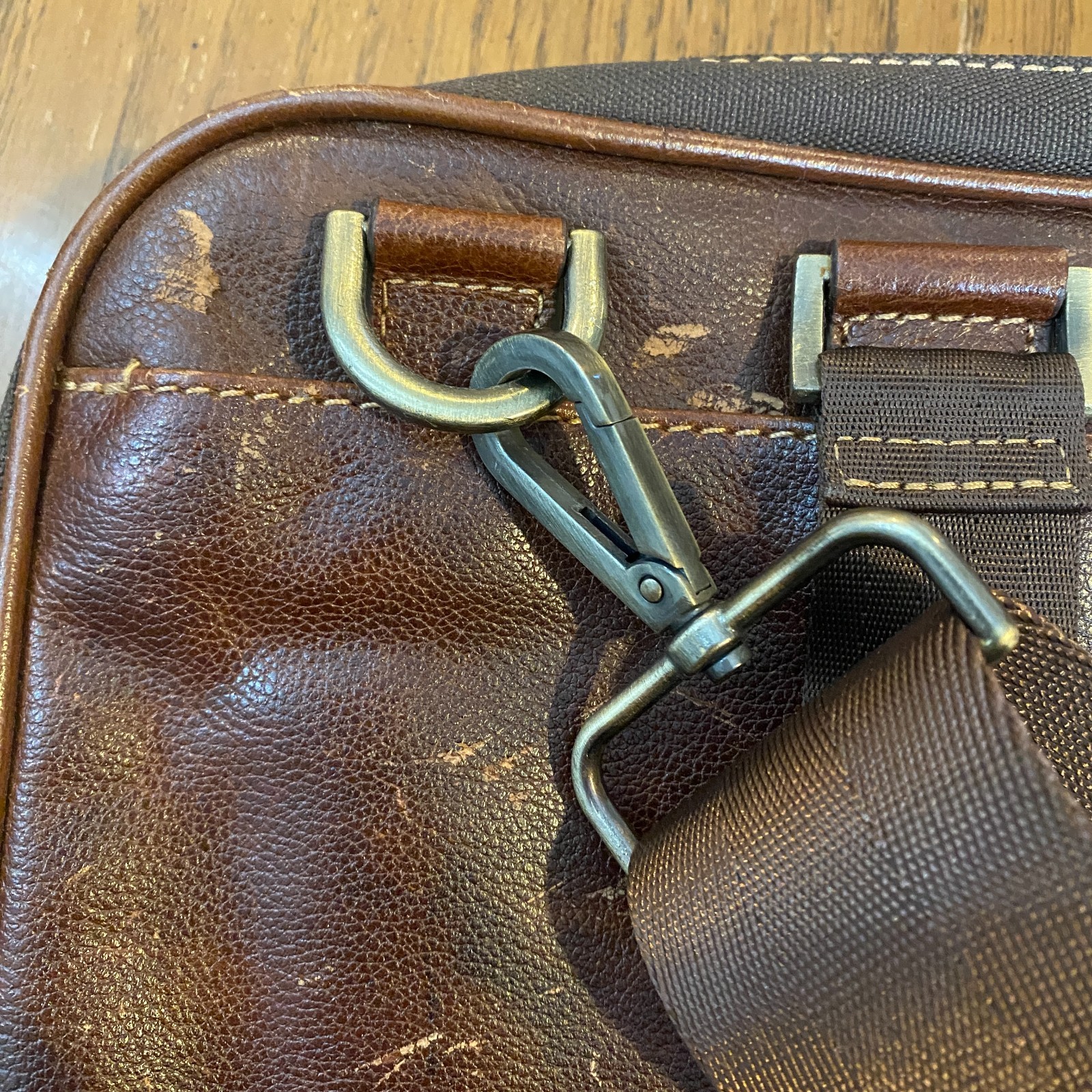 BOCONI Brown Distressed Leather Laptop Briefcase 16″ RFID Work Retro Business
