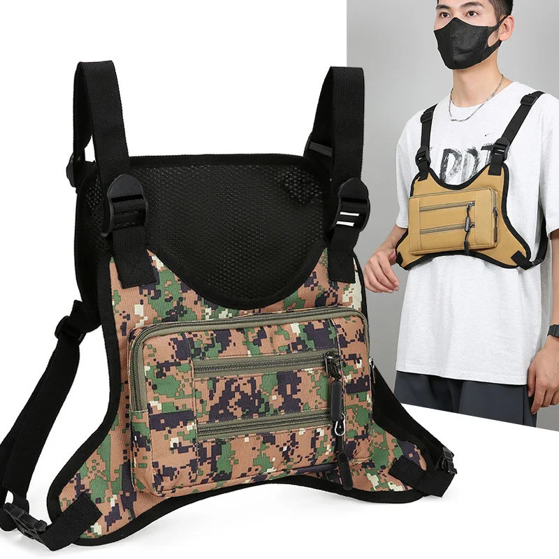 Multi Purpose Tactical Chest Pack Outdoor Men Cycling Vest Bag Digital Camo Spor