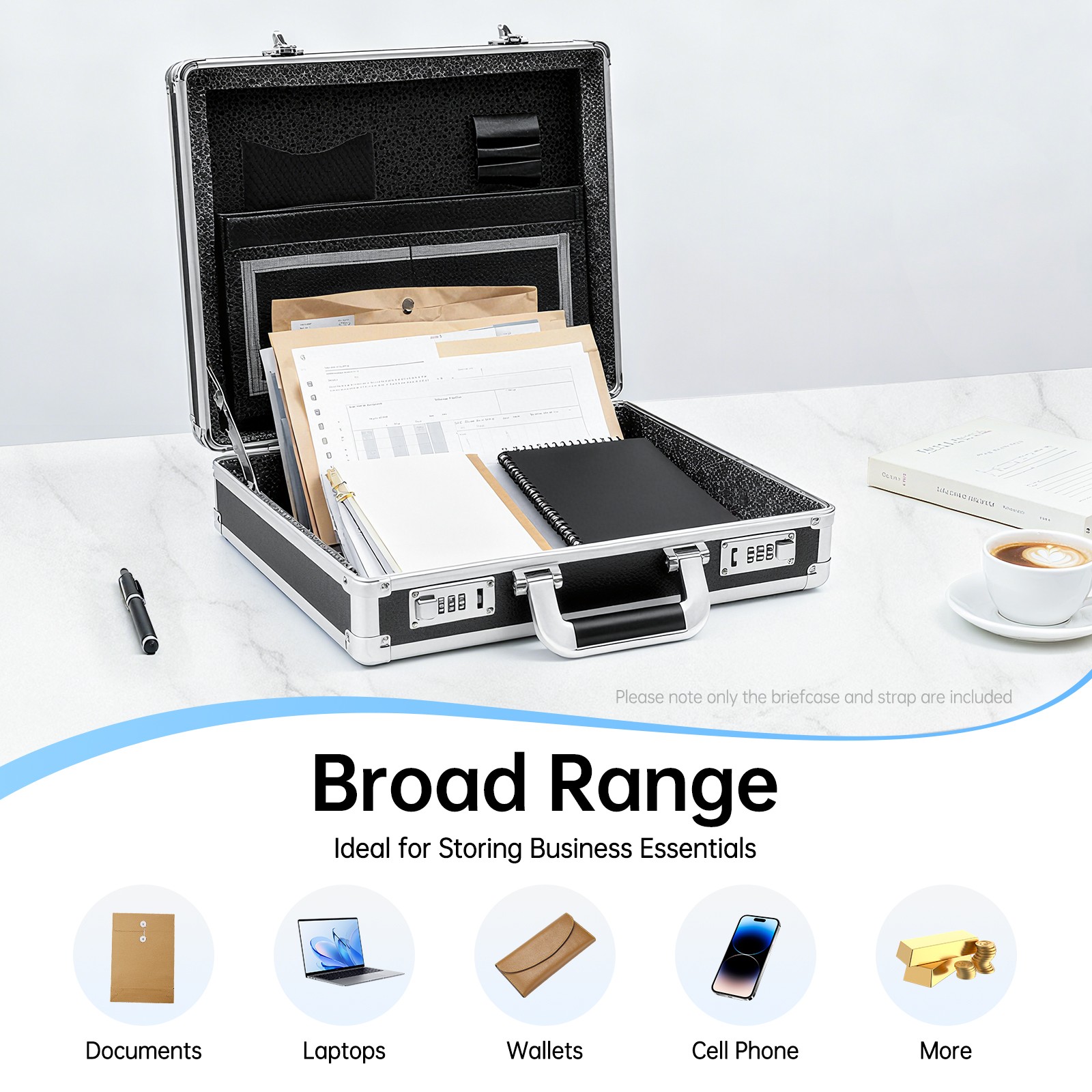 Aluminum Hard Case Big Capacity with Combination Lock Briefcase with Pocket