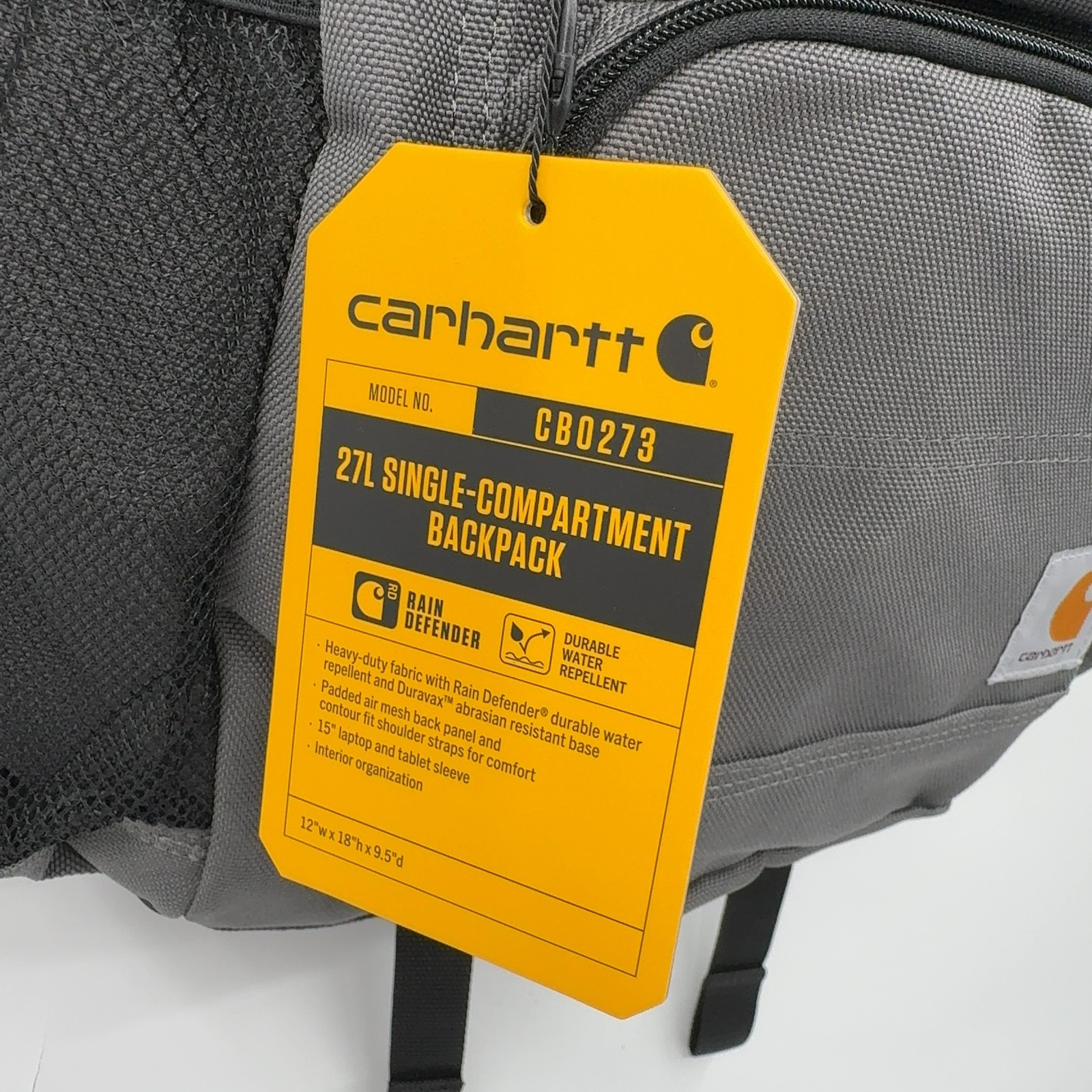 Carhartt 27L Single-Compartment Backpack Laptop Sleeve Duravax Gray