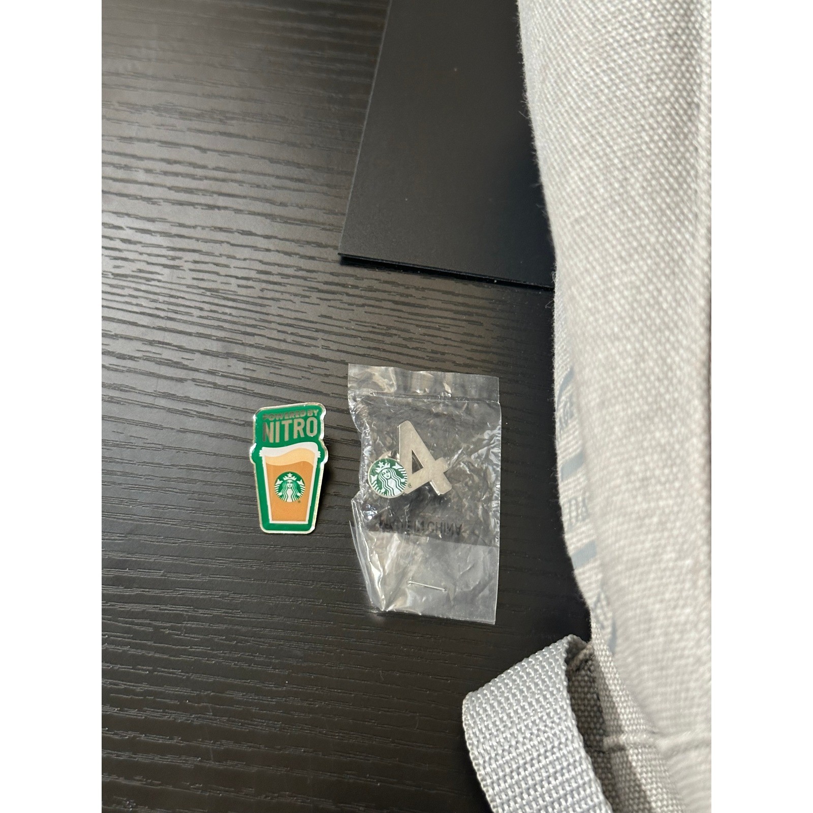 Starbucks Coffee Gray Canvas Backpack with Assorted Enamel Partner Pins Bundle
