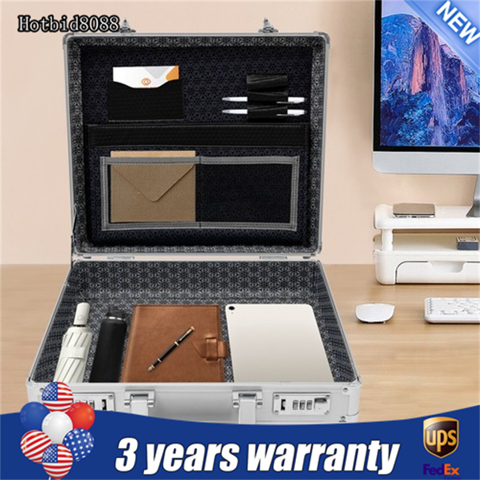Aluminum Hard Case Big Capacity With Combination Lock Briefcase With Pocket