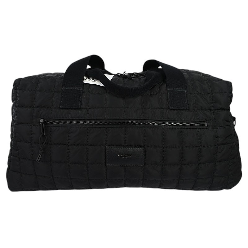 SAINT LAURENT Black NUXX Quilted Duffle Weekend Bag Removable Strap Italy NWT