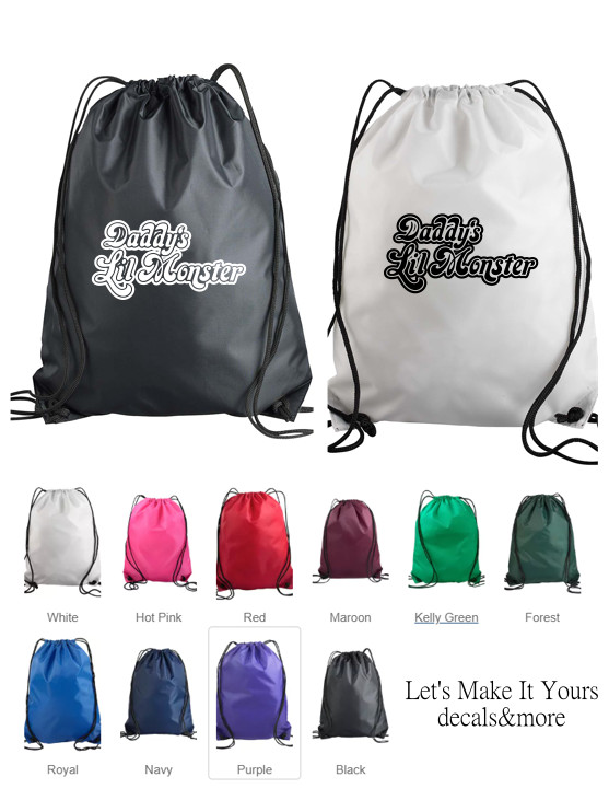 DADDY’S LIL MONSTER CUSTOM DRAWSTRING BACKPACK CINCH SAC NYLON GIFT BAG SCHOOL
