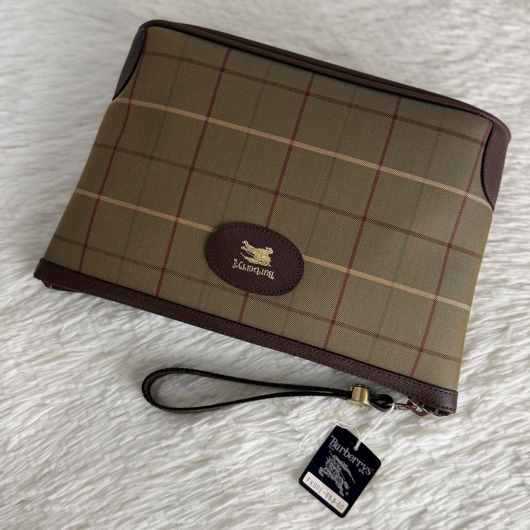 Authentic Burberry Horse Logo Nova Check Clutch Bag 16cm Men’s Women’s Authentic